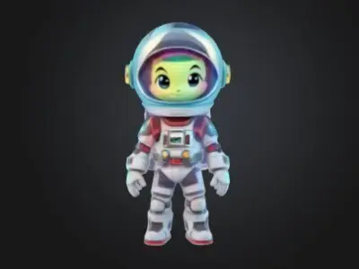 Cartoon Astronaut Character for Games Animations High Poly Free 3D model