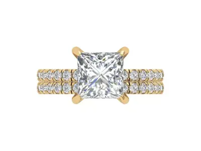 Solitaire Princess Bridal Set 3D print model