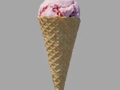 Ice Cream Waffle Cone Strawberry 3D model