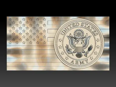 United States Flag and Army Eagle 3D STL Model 3D model