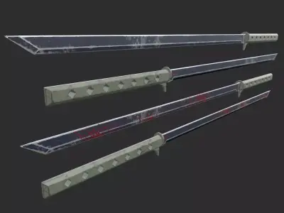 Sci-fi katana and knife Low-poly 3D model