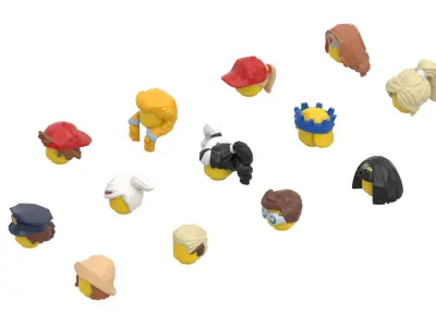TwindBricks3D - Minifigure Hair pack 14 3D print model