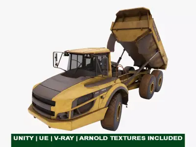 Generic Dirty Articulated Mining Truck 04 All PBR Textures Low-poly 3D model