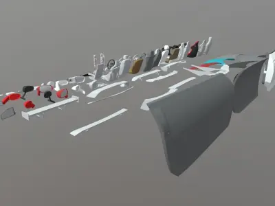 Car parts Pack Low-poly 3D model by ViperJr3D