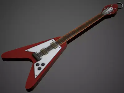 Electric Guitar Weapon Charm - Low Poly Game Ready Low-poly 3D model