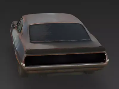 Realistic Wrecked Muscle Car 3D Model Low-poly 3D model