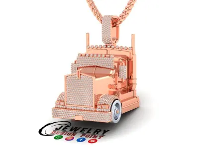 Custom Semi Truck Diamond Pendant - Rig Truck Vehicle Diamond  3D print model