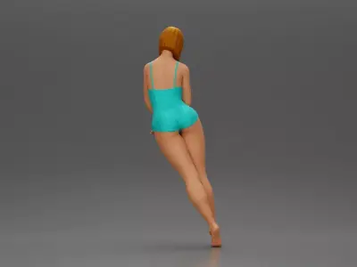 woman in a turquoise swimsuit striking a pose 3D print model