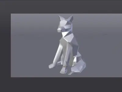 Sculptures Wolf Low-poly 3D model