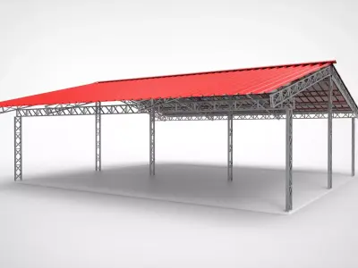 Industrial Metal Hangar 3D model 5