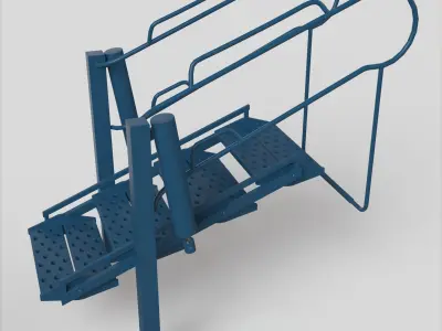 Stair ladder with two steps Low-poly 3D model