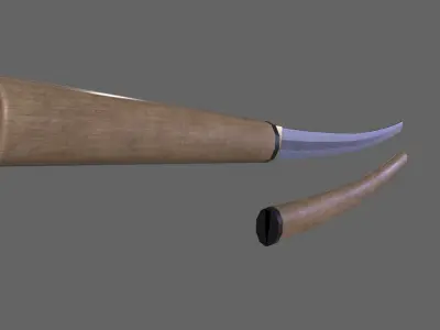 PBR Katana Japanese Sword Light Wood V3 Low-poly 3D model