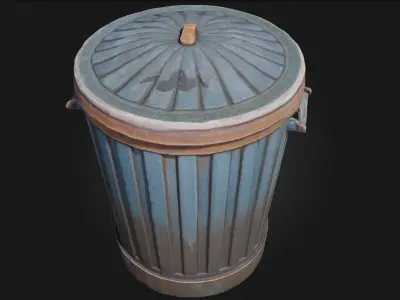 Rustic Metal Bin  Industrial Charm with Weathered Realism 3D model
