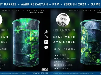 Rusty Metal Barrel PTM - Amir Rezaeyan Free 3D model