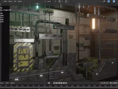 Sci Fi Industrial Platformer Low-poly 3D model