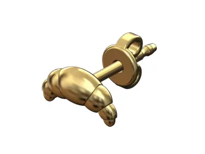 French croissant pastry stud earring 3D print model
