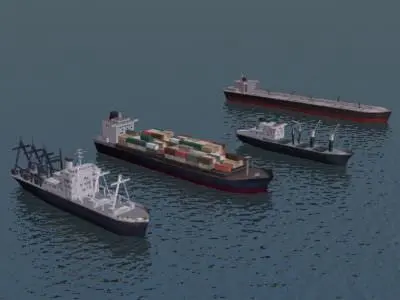 Cargo Ship Collection Low-poly 3D model