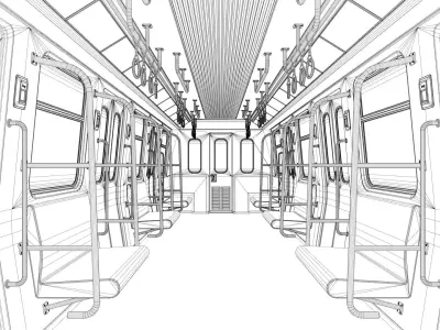 Subway Interior Low-poly 3D model
