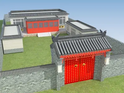 Chinese ancient courtyard house 3D model