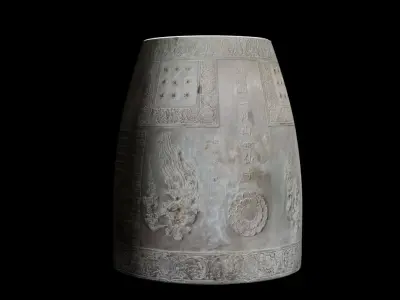 Pack of 2 3D Photo-Scanned Models  Game Design  Korean Buddhist Low-poly 3D model