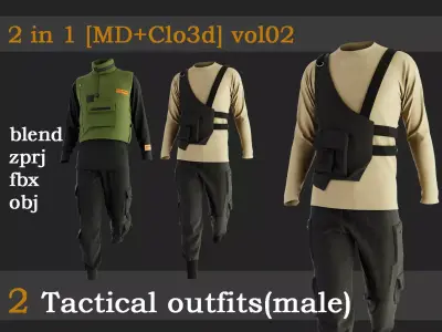 2 Tactical outfits for men vol02 3D model