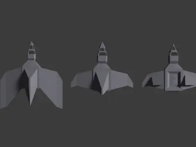 Spaceships - Low poly models  Low-poly 3D model