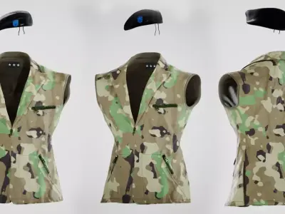 Military Vest  Beret Low-poly 3D model