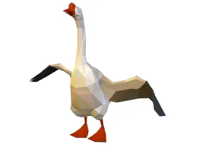 Animated Black Goose Lowpoly Art Style Low-poly 3D model