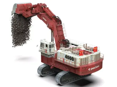 Poclain Hydraulic Shovel On Site 3D model