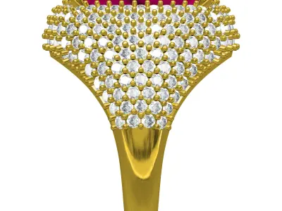 Antique Ruby Cushion Stone Cocktail Ring 3D print model