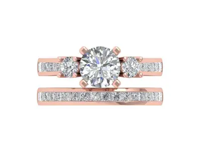 Solitair Ring Bridal Set 3D print model 49