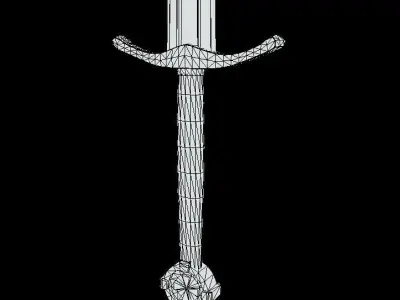 Medieval Sword Low-poly 3D model 3