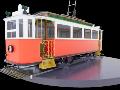 Retro tramway High-poly 3D model 3D model