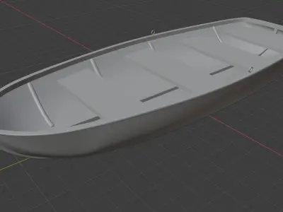 Old Wooden Paddle Boat 3D model