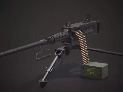 Machine gun - Browning M2 - Low Poly 3d Model Low-poly 3D model