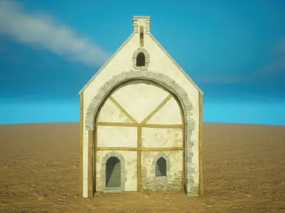 Medieval old House1-interior and exterior design Low-poly 3D model