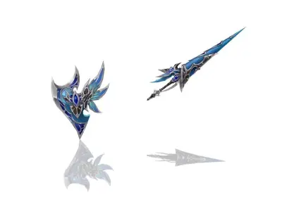 Elven - Sword and Shield Low-poly 3D model