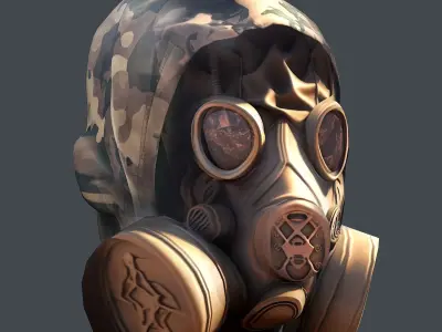 Gas mask helmet 3d model military combat Low-poly 3D model  Low-poly 3D model