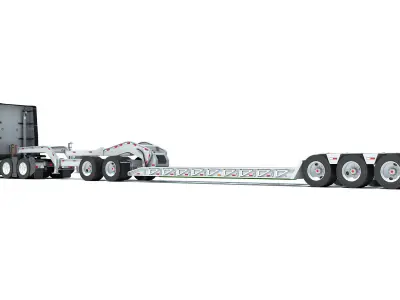 2024 Semi Truck with Lowboy Trailer 3D model