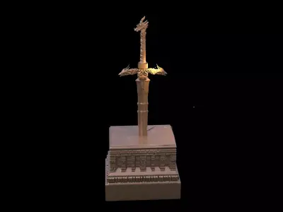 Dragon sword in stone 3D model