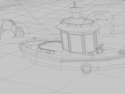 Boat Water Doodles  Low-poly 3D model