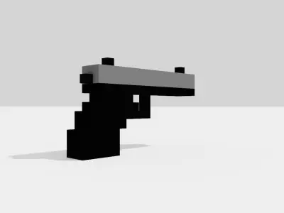 Voxel Pistol Low-poly 3D model