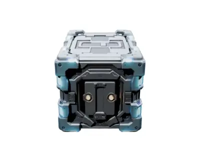 Futuristic Floating Cargo Crate With Glowing Blue Circuitry Low-poly 3D model