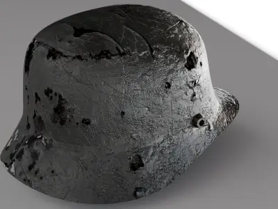 Rusted WW II Helmet Low-poly 3D model
