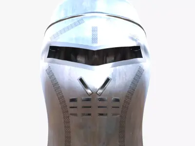 Medieval Knight Helmet Great Helm PBR Low Poly 3D Model Low-poly 3D model