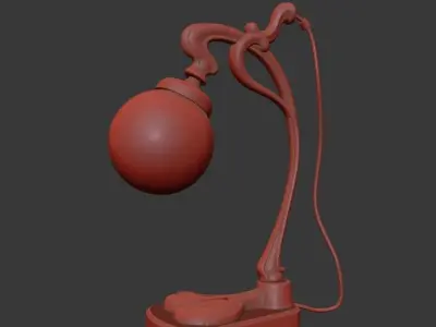 Vintage Gilt Bronze Art Nouveau Desk Lamp 3D model