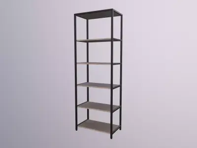 Bookcase furniture industrial wood metal  Low-poly 3D model