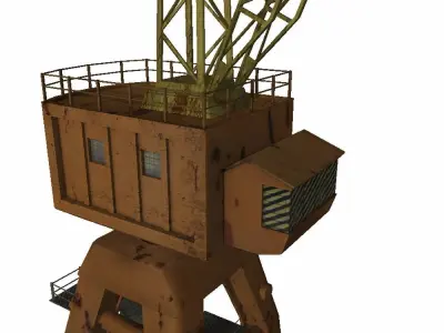 Port gantry crane 5 low poly Low-poly 3D model