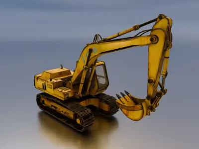 Construction Excavator Vehicle Low-poly 3D model
