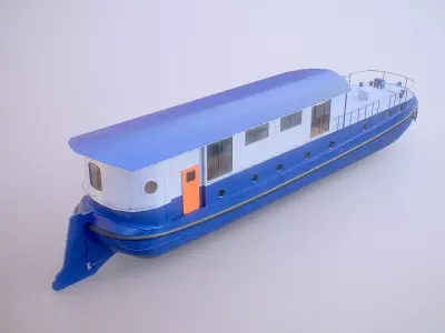 Dutch Barge Houseboat 3D Model Modern Floating Home Low-poly 3D model
